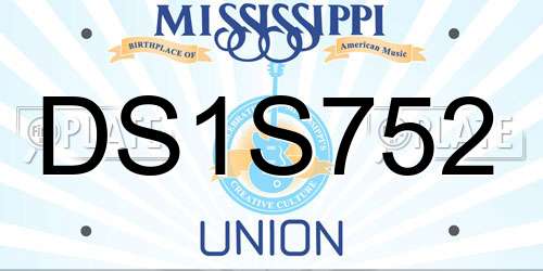 DS1S752 Mississippi License Plate