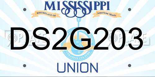 DS2G203 Mississippi License Plate
