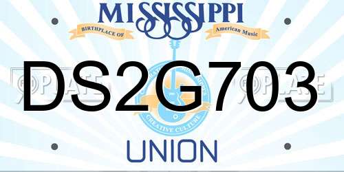 DS2G703 Mississippi License Plate