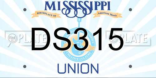 DS315 Mississippi License Plate
