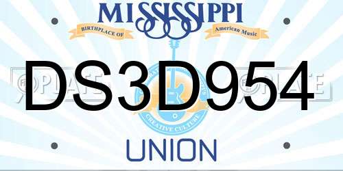DS3D954 Mississippi License Plate