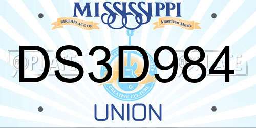 DS3D984 Mississippi License Plate