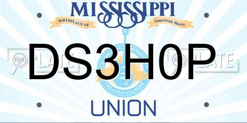 DS3H0P Mississippi License Plate