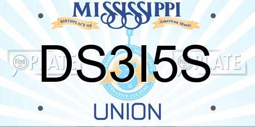 DS3I5S Mississippi License Plate