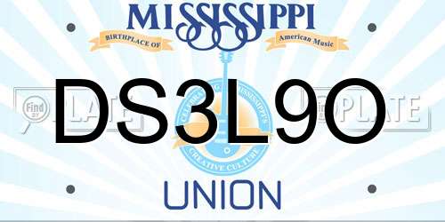 DS3L9O Mississippi License Plate