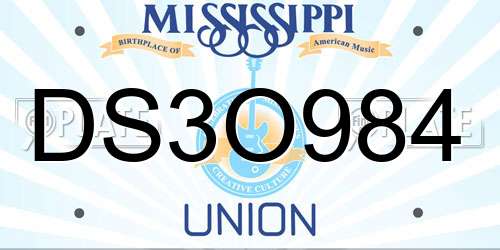DS3O984 Mississippi License Plate