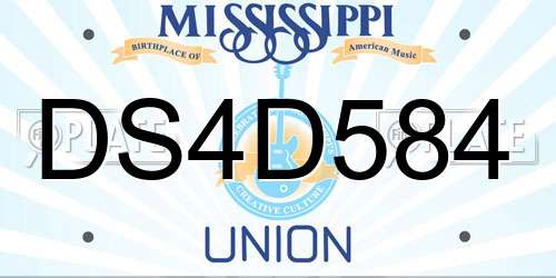 DS4D584 Mississippi License Plate