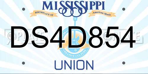 DS4D854 Mississippi License Plate
