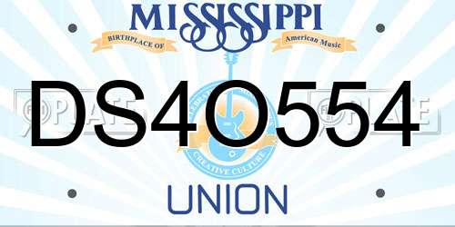 DS4O554 Mississippi License Plate