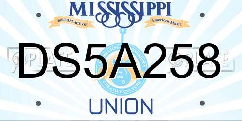 DS5A258 Mississippi License Plate