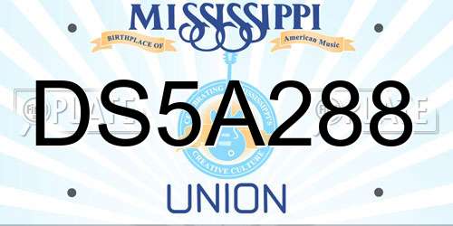 DS5A288 Mississippi License Plate