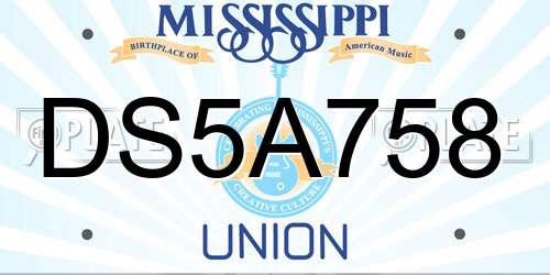DS5A758 Mississippi License Plate