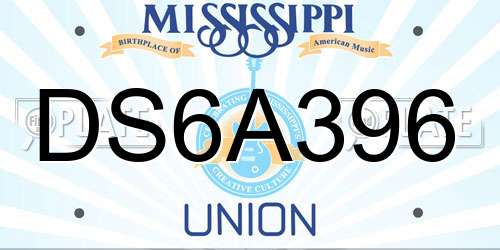 DS6A396 Mississippi License Plate