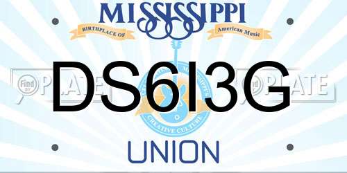DS6I3G Mississippi License Plate