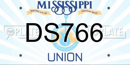 DS766 Mississippi License Plate