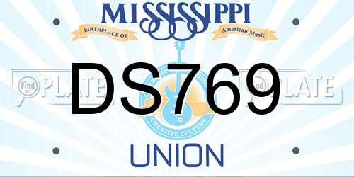 DS769 Mississippi License Plate