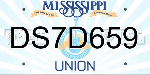 DS7D659 Mississippi License Plate