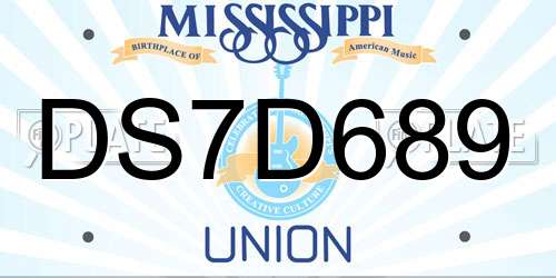 DS7D689 Mississippi License Plate