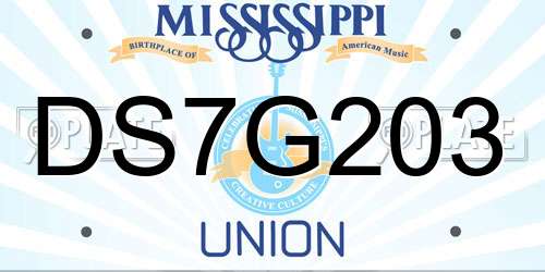 DS7G203 Mississippi License Plate