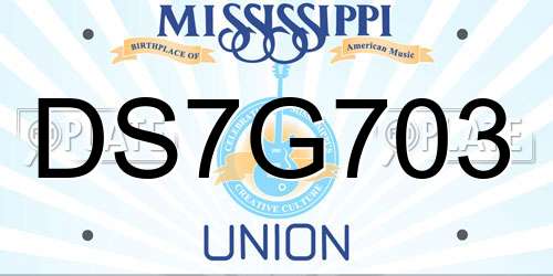 DS7G703 Mississippi License Plate