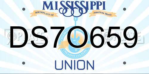 DS7O659 Mississippi License Plate