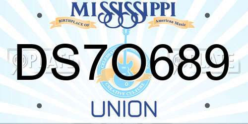 DS7O689 Mississippi License Plate