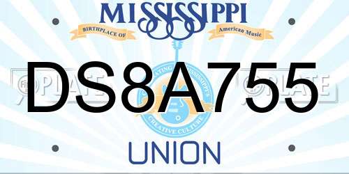 DS8A755 Mississippi License Plate