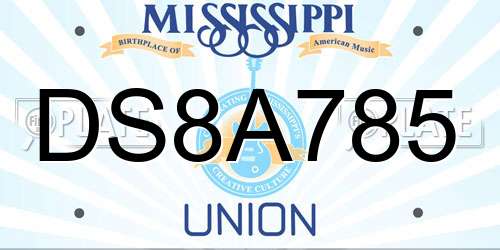 DS8A785 Mississippi License Plate