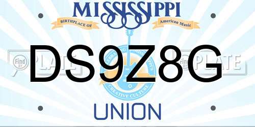 DS9Z8G Mississippi License Plate