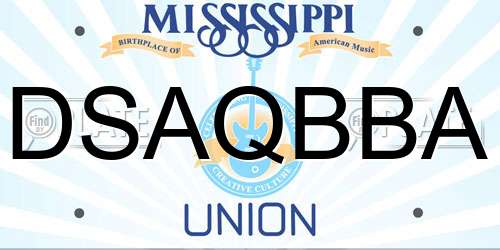 DSAQBBA Mississippi License Plate