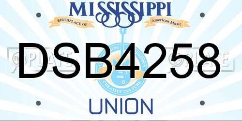 DSB4258 Mississippi License Plate