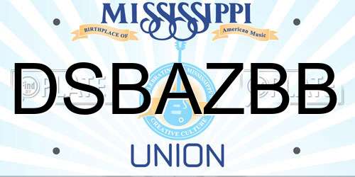 DSBAZBB Mississippi License Plate
