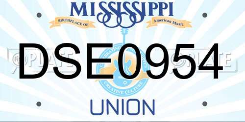 DSE0954 Mississippi License Plate