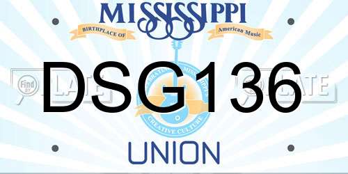 DSG136 Mississippi License Plate