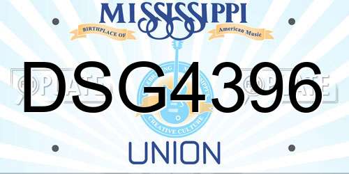 DSG4396 Mississippi License Plate