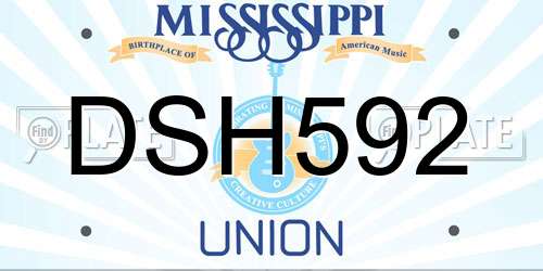 DSH592 Mississippi License Plate