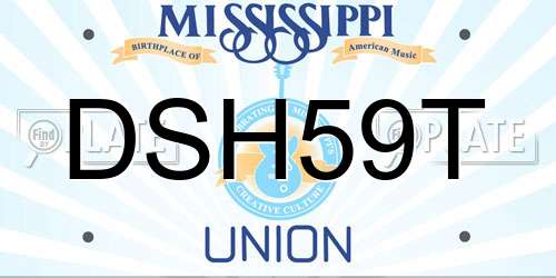 DSH59T Mississippi License Plate