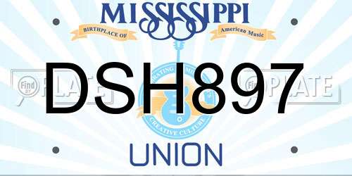 DSH897 Mississippi License Plate