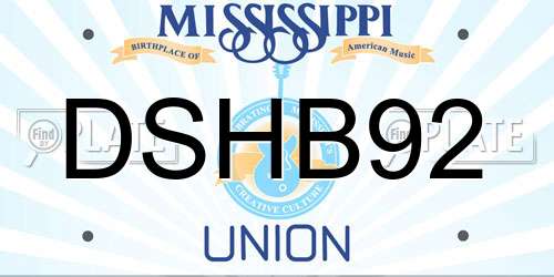 DSHB92 Mississippi License Plate