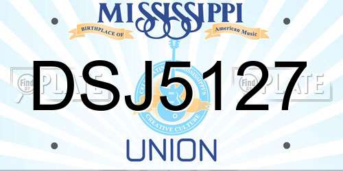 DSJ5127 Mississippi License Plate