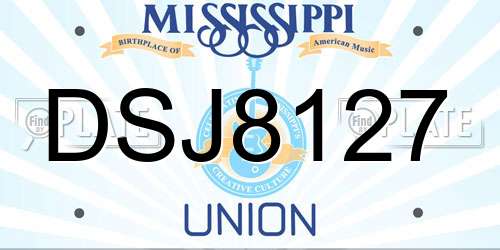 DSJ8127 Mississippi License Plate