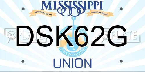 DSK62G Mississippi License Plate