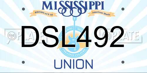 DSL492 Mississippi License Plate
