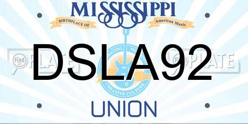DSLA92 Mississippi License Plate