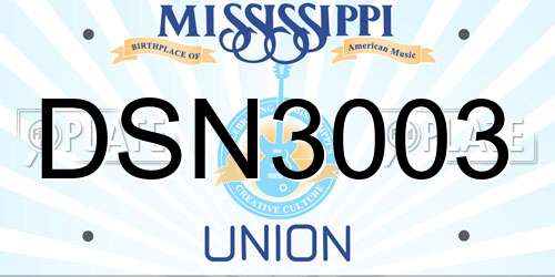 DSN3003 Mississippi License Plate