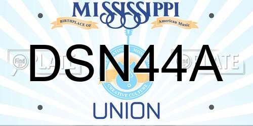 DSN44A Mississippi License Plate