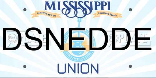 DSNEDDE Mississippi License Plate