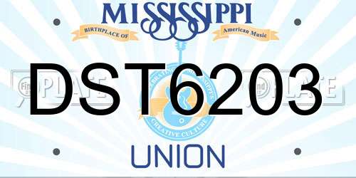 DST6203 Mississippi License Plate