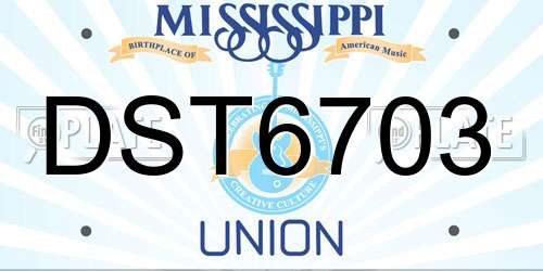 DST6703 Mississippi License Plate