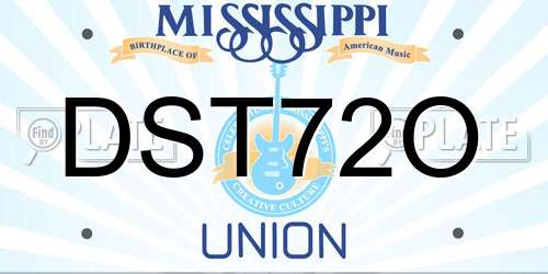 DST72O Mississippi License Plate